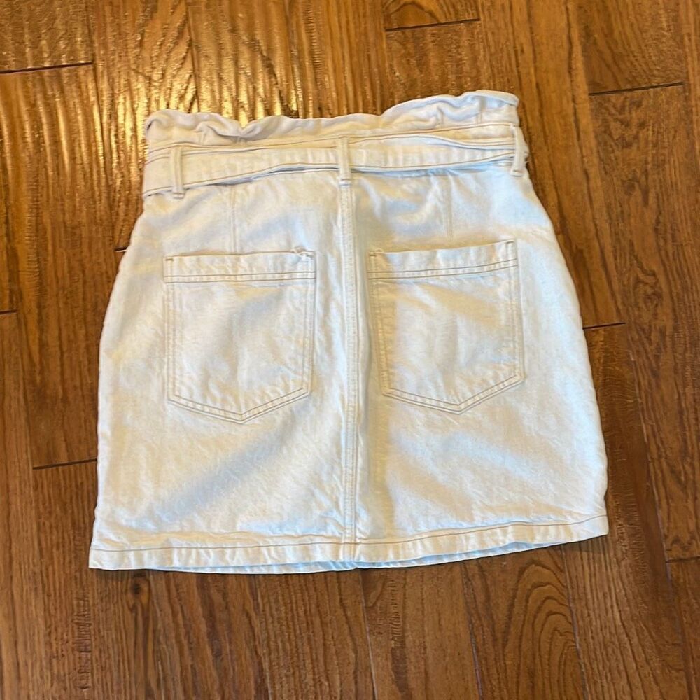 Free People ecru paperbag denim waist skirt size 10 - Picture 8 of 10